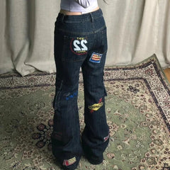 Y2K 22 Tour Team Graphic Cargo Boot Cut Jeans