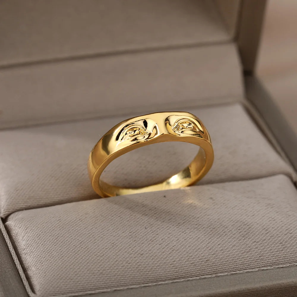 Y2K 3 Piece Set Vintage Aesthetic Portrait Ring