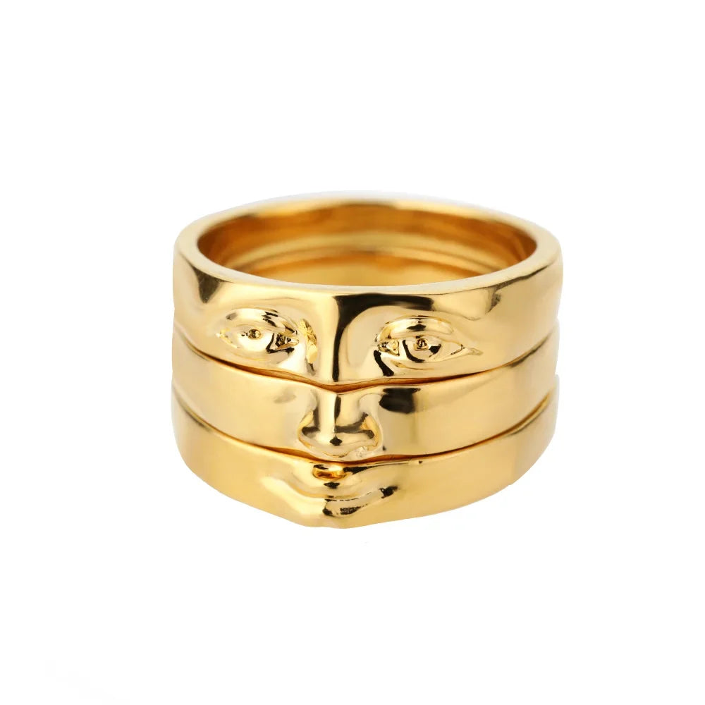 Y2K 3 Piece Set Vintage Aesthetic Portrait Ring