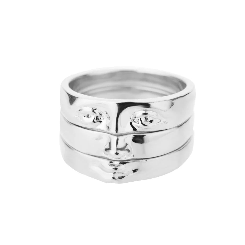 Y2K 3 Piece Set Vintage Aesthetic Portrait Ring