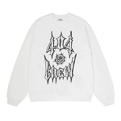 Y2K 404 Crew Print Hoodie