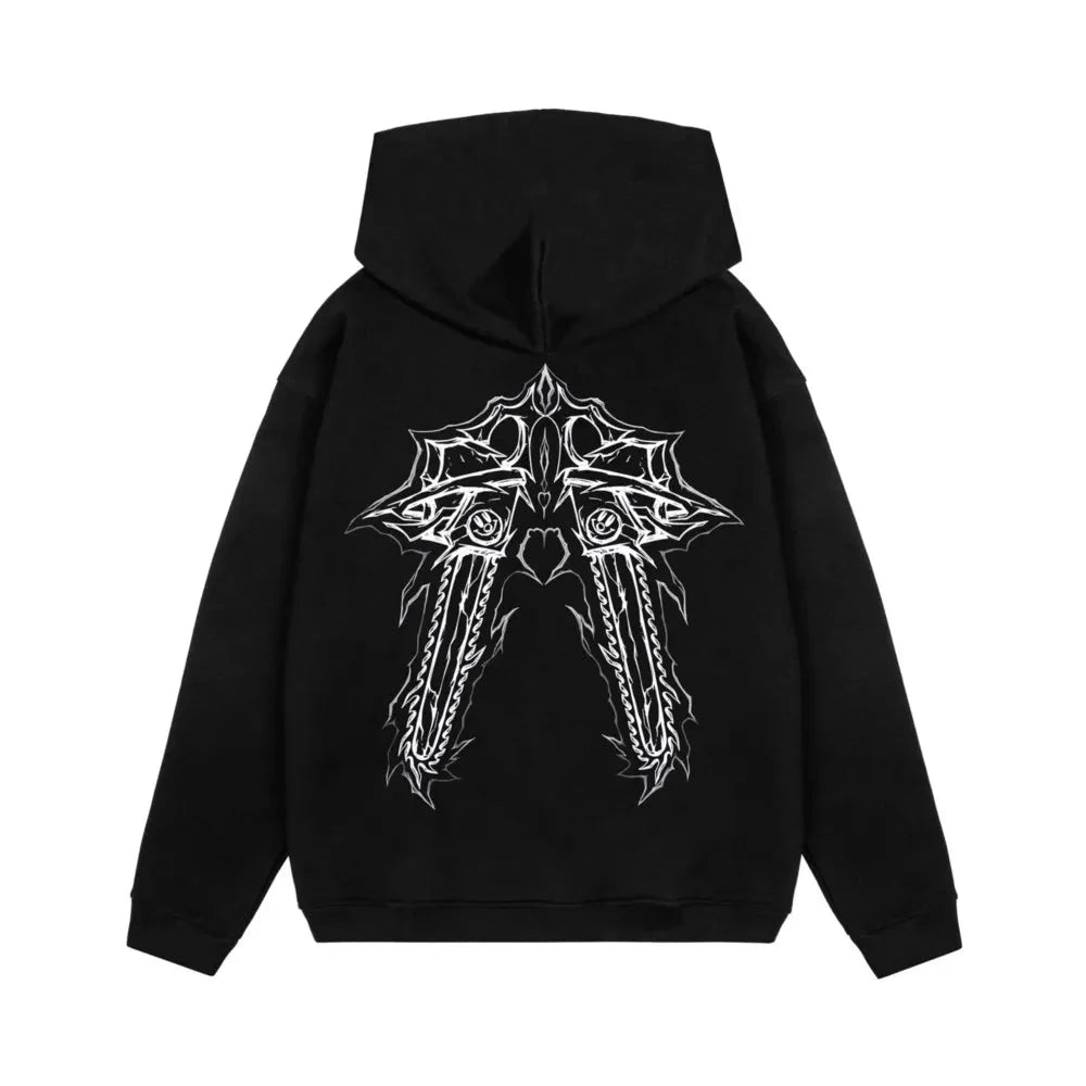 Y2K 404 Crew Print Hoodie