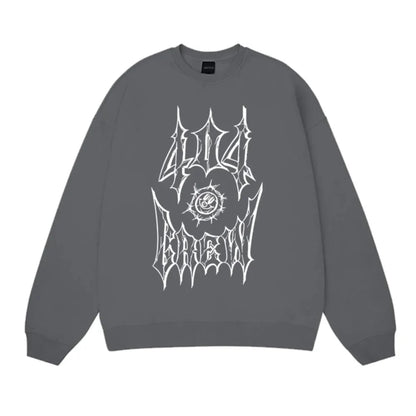 Y2K 404 Crew Print Hoodie