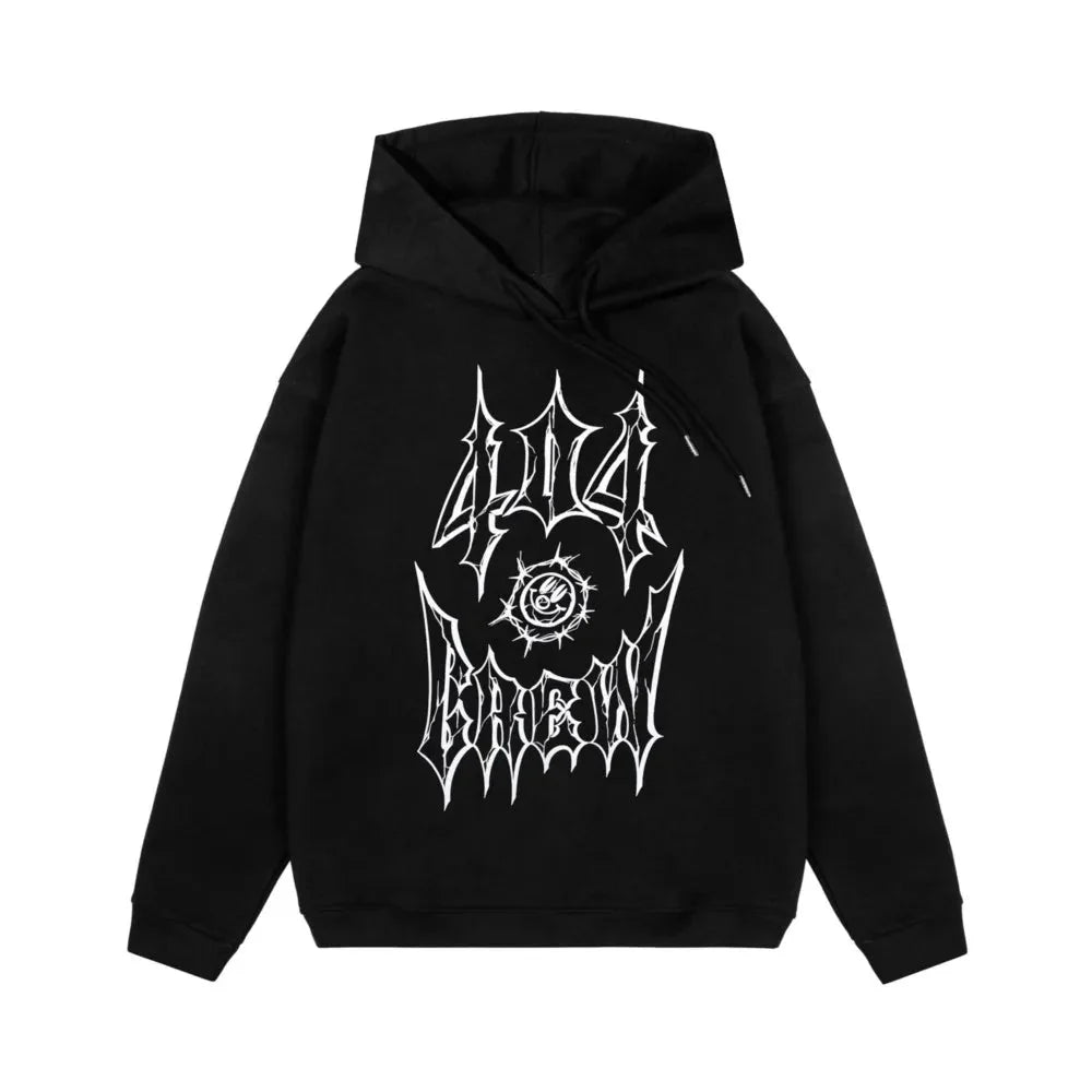 Y2K 404 Crew Print Hoodie
