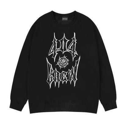 Y2K 404 Crew Print Hoodie
