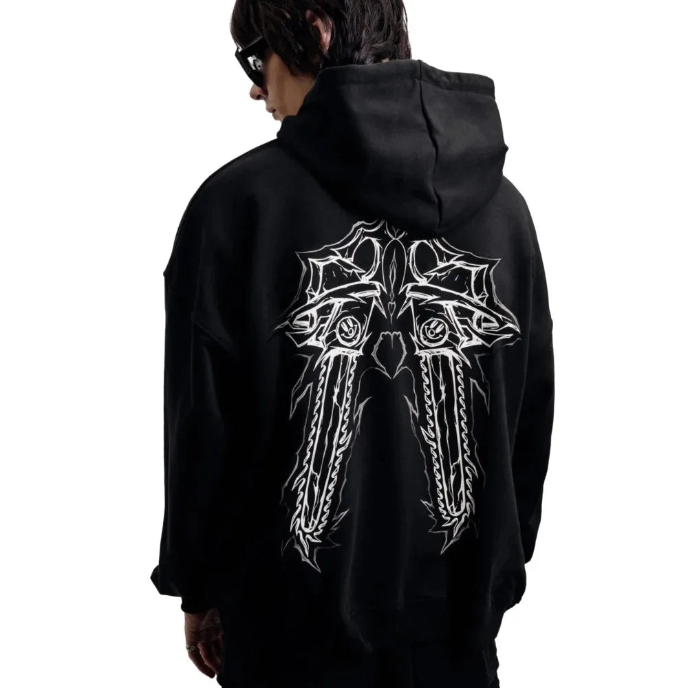 Y2K 404 Crew Print Hoodie