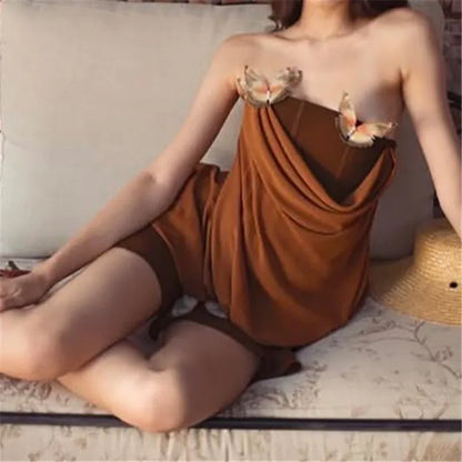 Y2K A Line Butterfly Aesthetic Brown Mini Dress