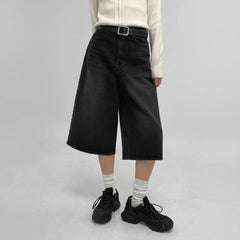 Y2K Acubi Washed Black Bermuda Denim Shorts Jorts