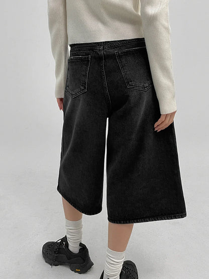 Y2K Acubi Washed Black Bermuda Denim Shorts Jorts