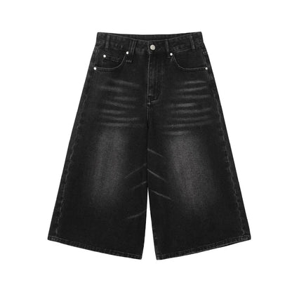 Y2K Acubi Washed Black Bermuda Denim Shorts Jorts