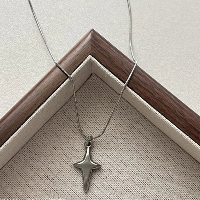 Y2K Aesthetic Star Cross Pendent Necklace