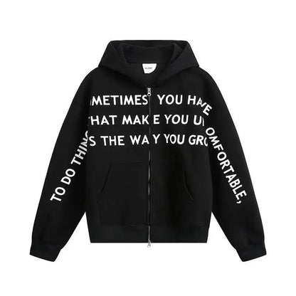 Y2K Affirmation Graphic Text Zip Up Hoodie