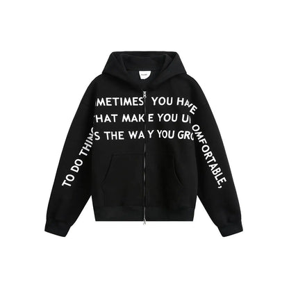 Y2K Affirmation Graphic Text Zip Up Hoodie