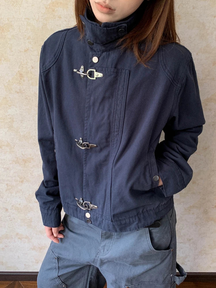 Y2K Airplane Button Collared Jacket