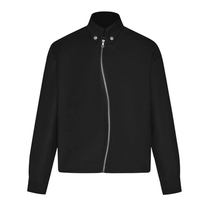 Y2K Asymmetrical Diagonal Black Full Zip Up Jacket