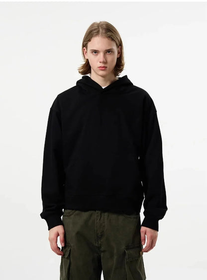 Y2K Autumnal Drop Shoulder Plain Hoodie