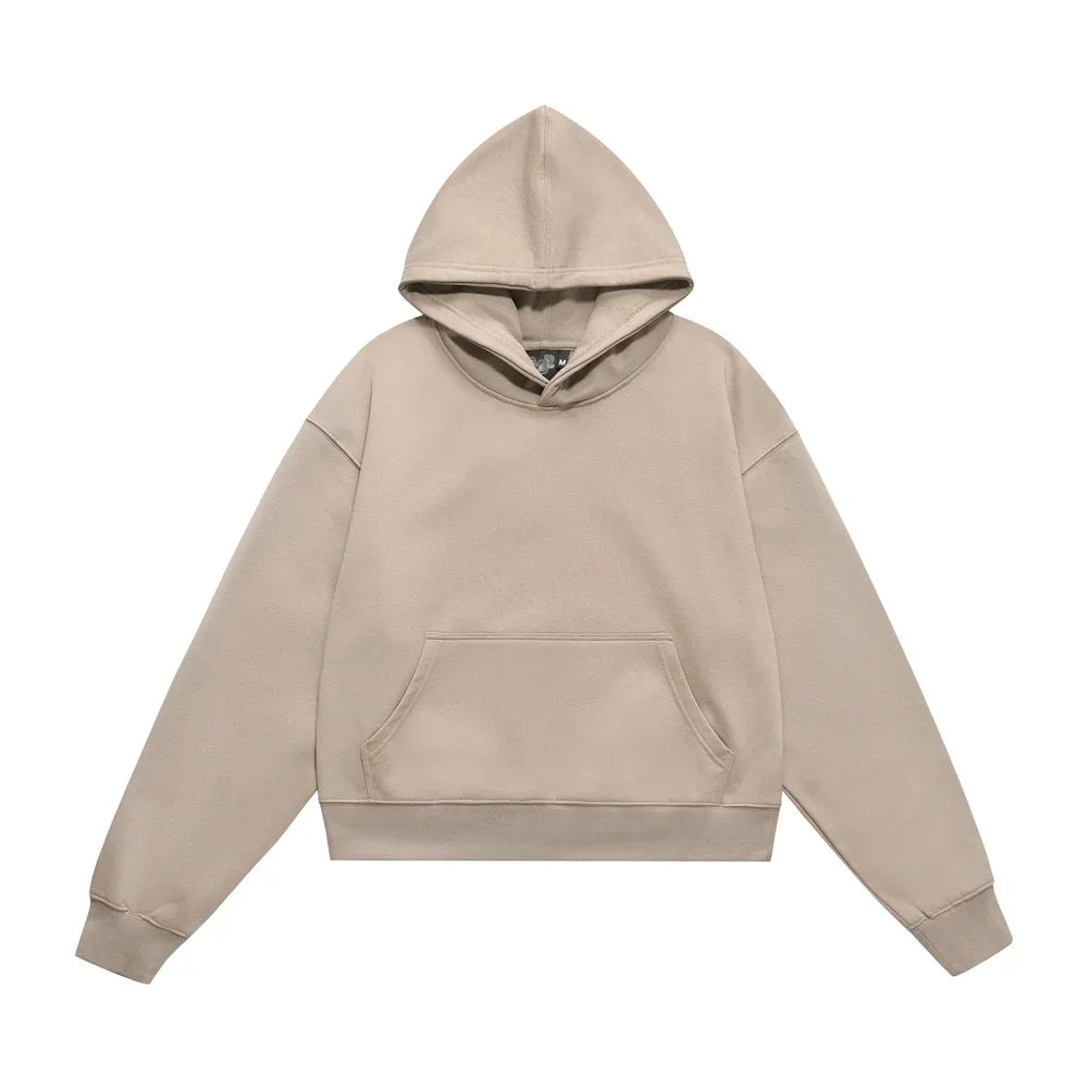 Y2K Autumnal Drop Shoulder Plain Hoodie
