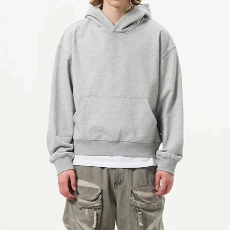 Y2K Autumnal Drop Shoulder Plain Hoodie