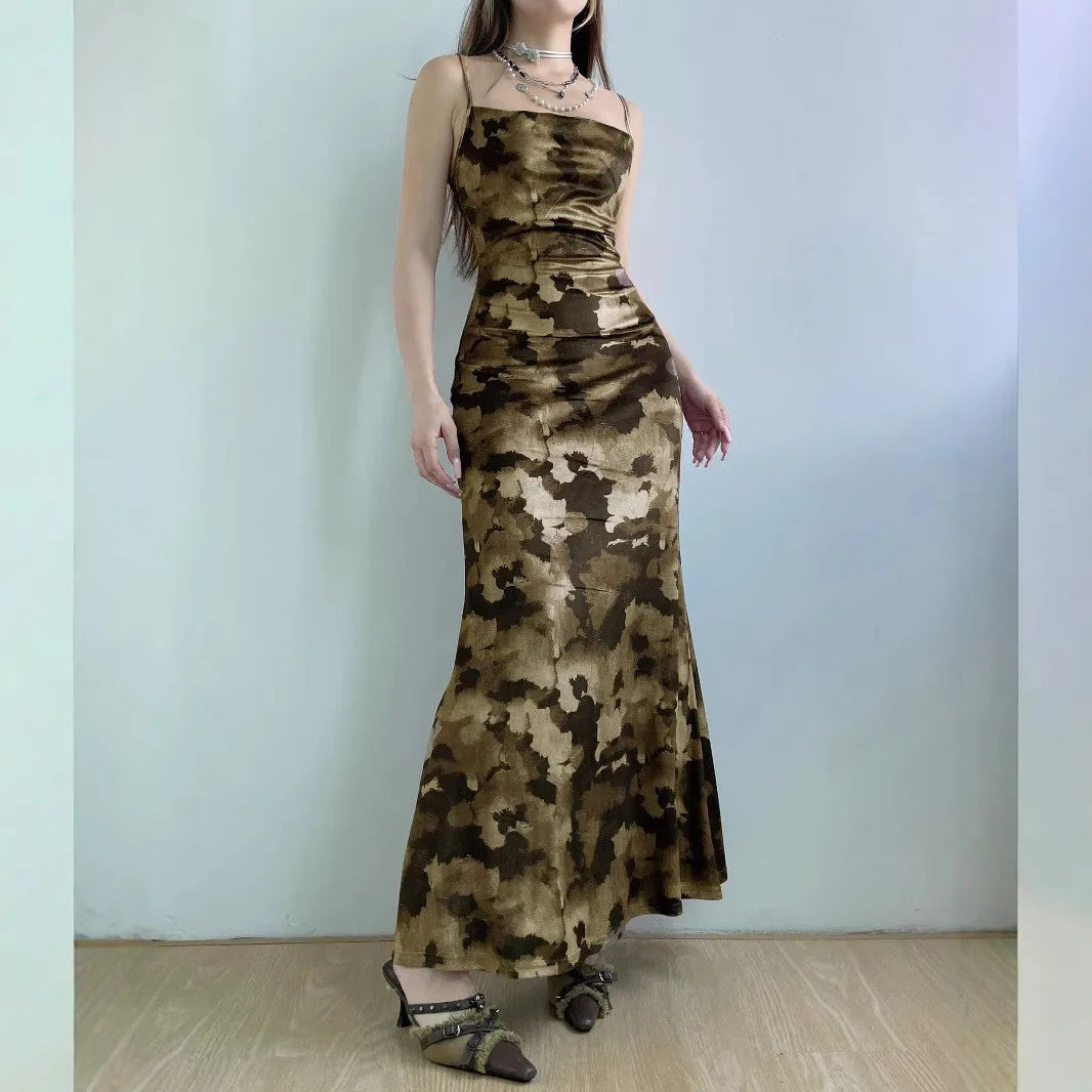 Y2K Backless Floral Maxi Dress