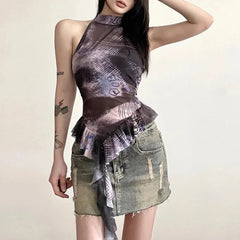 Y2K Bandage Sleeveless Mesh Top