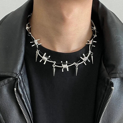 Y2K Barbed Wire Thorn Necklace