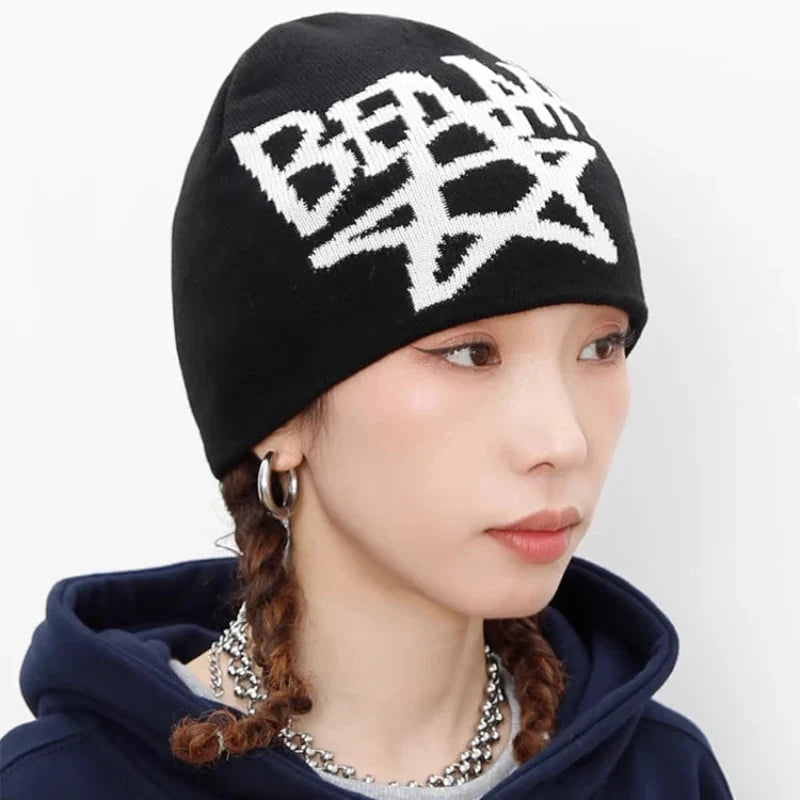 Y2K Beam Star Graphic Beanie