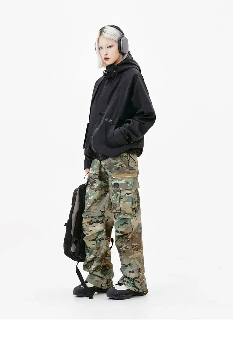 Y2K Black Mountaineering Camping Windbreaker Jacket