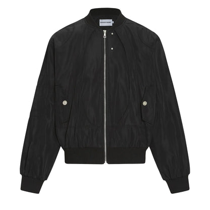 Y2K Black Short Full Zip Up Bomber Jacket