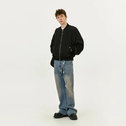 Y2K Black Short Full Zip Up Bomber Jacket
