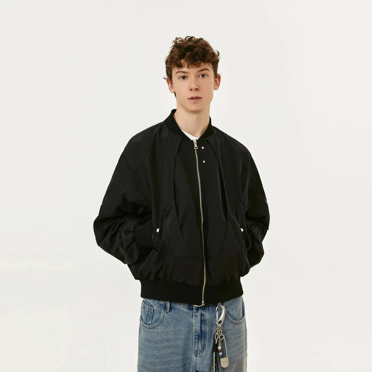 Y2K Black Short Full Zip Up Bomber Jacket