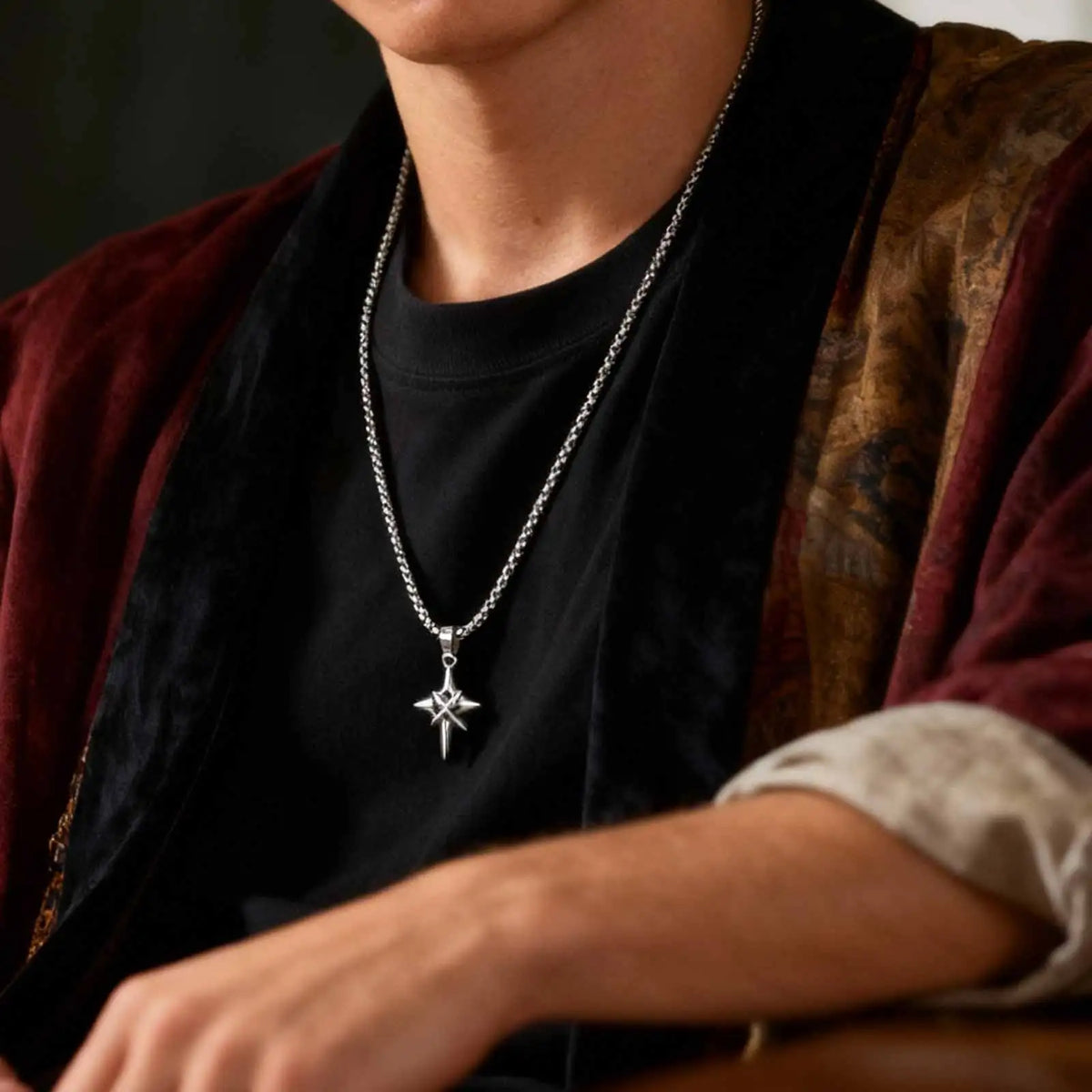 Y2K Black Zircon Star Pendant Necklace