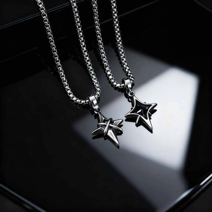Y2K Black Zircon Star Pendant Necklace