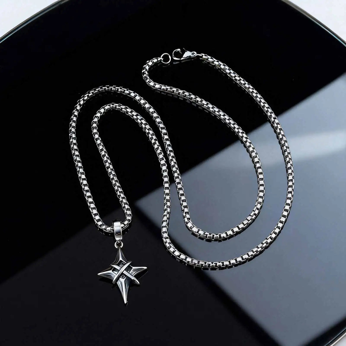 Y2K Black Zircon Star Pendant Necklace