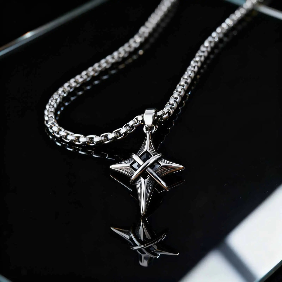 Y2K Black Zircon Star Pendant Necklace