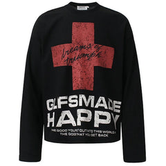 Y2K "Bless You" Graphic Long Sleeve Top