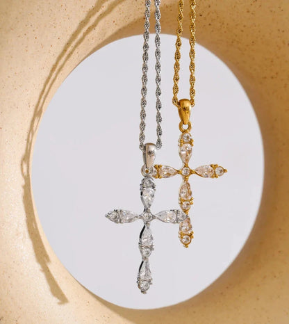 Y2K Bling Cross Pendant Necklace