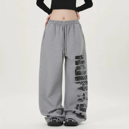 Y2K Block Graphic Sweatpants Joggers Trousers