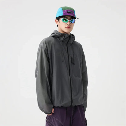 Y2K Block Zip Up Hiking Windbreaker