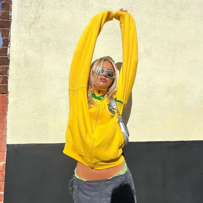 Y2K Brazil Zip Up Jacket Yellow
