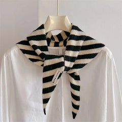 Y2K British Triangle Striped Knitted Scarf