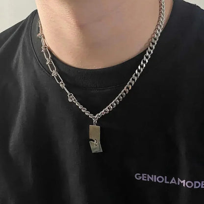 Y2K Broken Pendant Chain Necklace