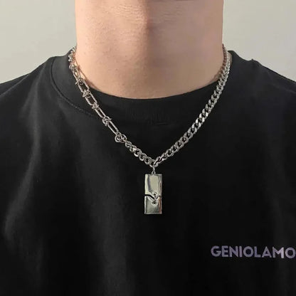 Y2K Broken Pendant Chain Necklace