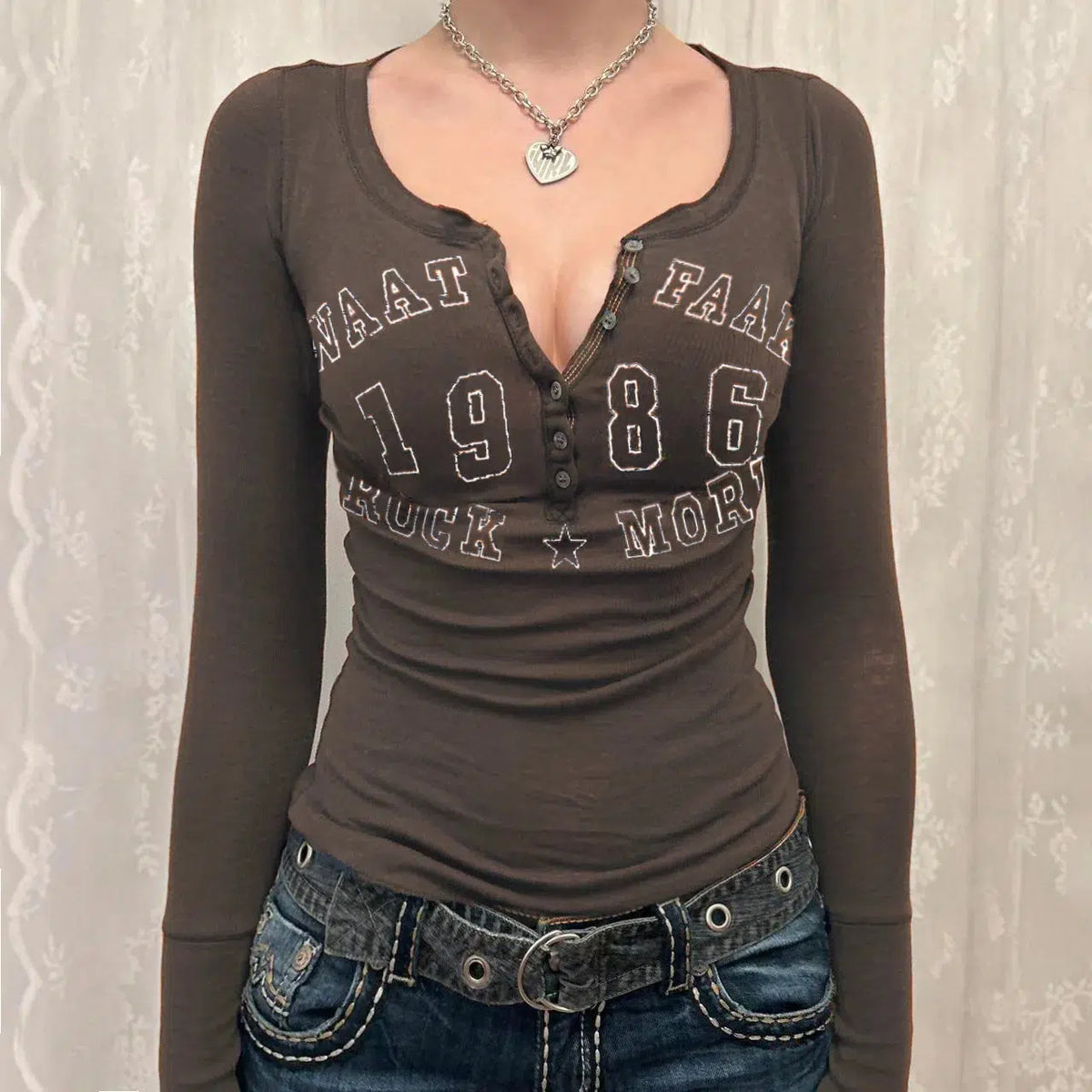 Y2K Button Up Long Sleeve Cute Top