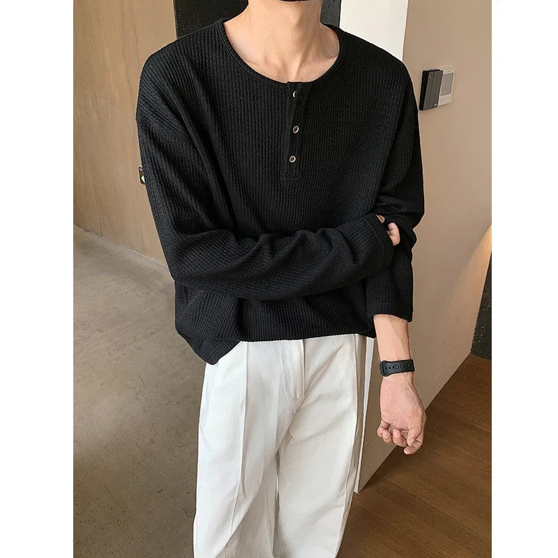 Y2K Button Up Long Sleeve Knitted Top T-Shirt