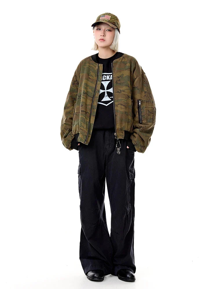 Y2K Camouflage Flight Bomber Jacket