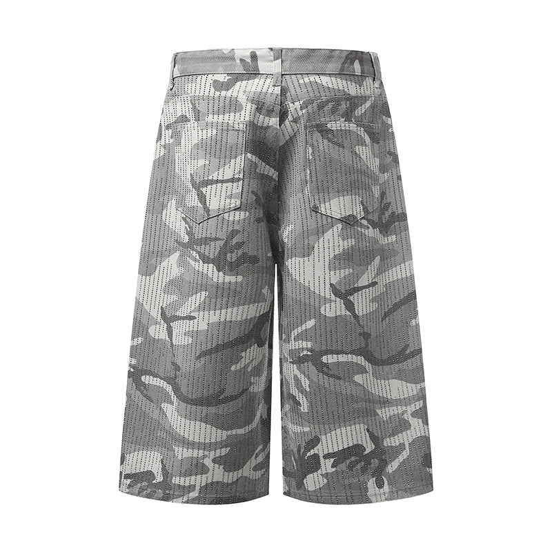 Y2K Camouflage Rhinestone Baggy Shorts Jorts