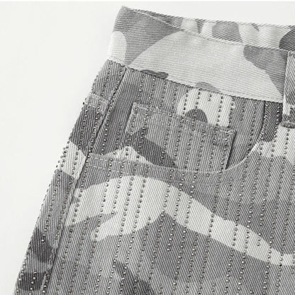 Y2K Camouflage Rhinestone Baggy Shorts Jorts