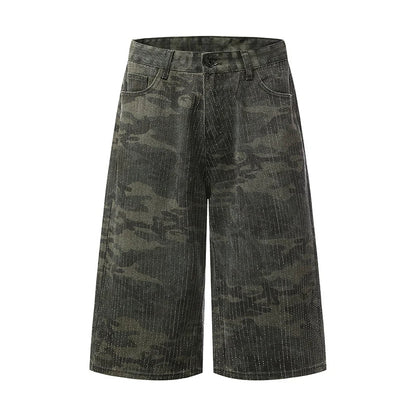 Y2K Camouflage Rhinestone Baggy Shorts Jorts