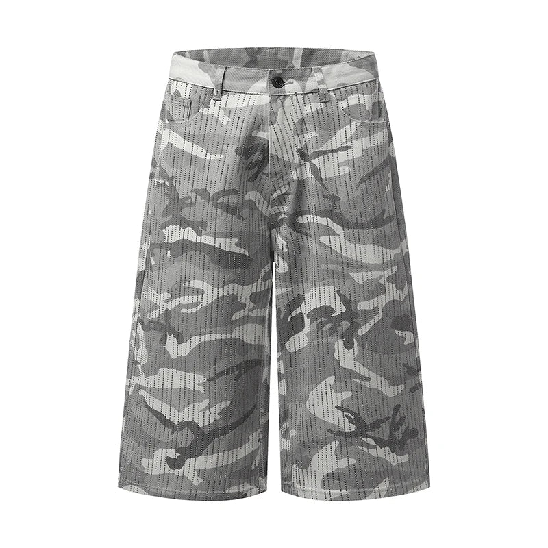 Y2K Camouflage Rhinestone Baggy Shorts Jorts
