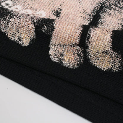 Y2K Cat Eyes Graphic Long Sleeve Top